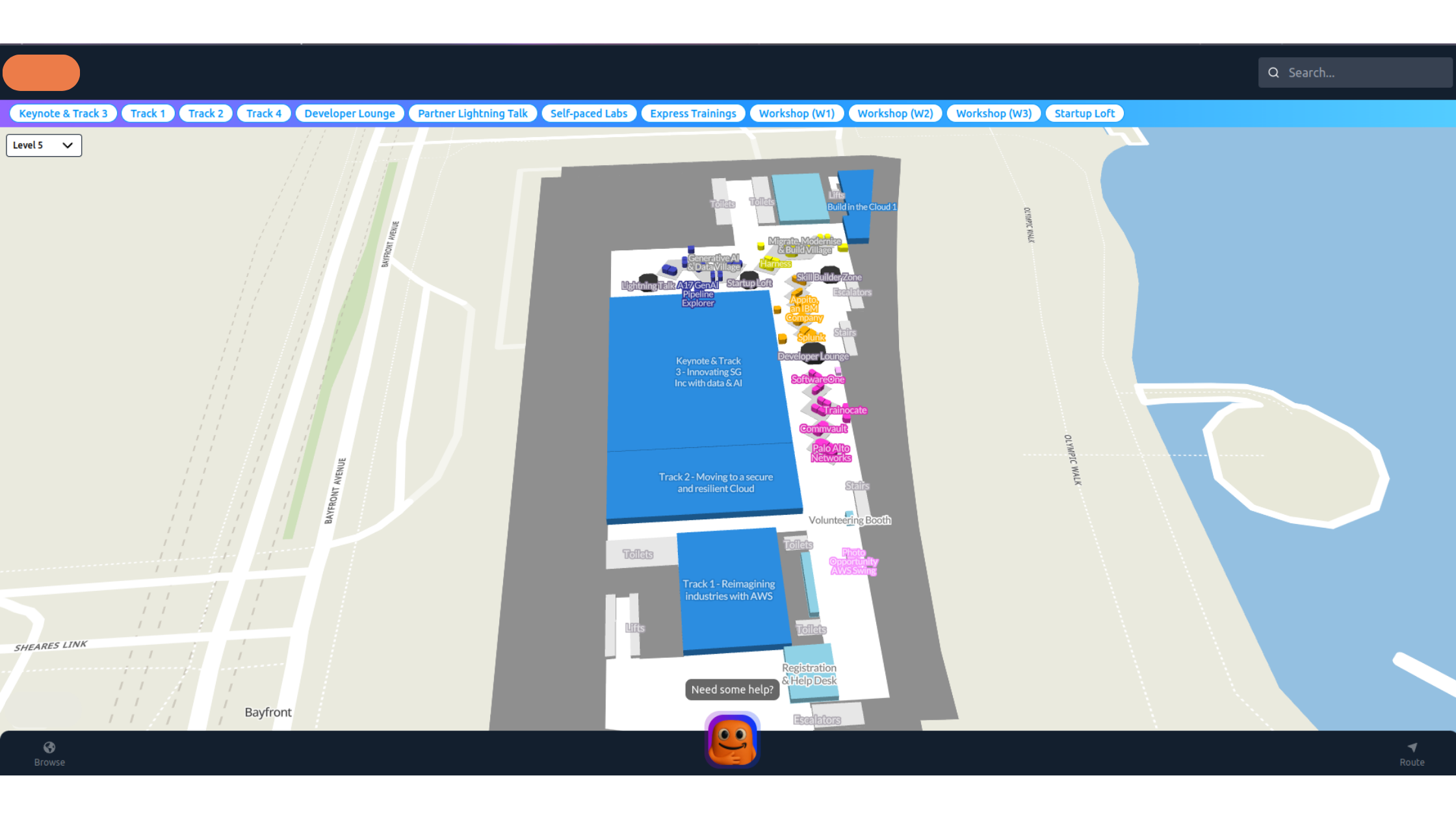 Tech Summit 3D Navigation Portal interface